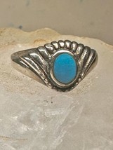 Turquoise ring southwest solitaire size 9 sterling silver women - £29.05 GBP