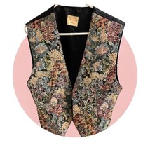 Handmade Tapestry Vest Floral Med/18&quot; From Pit To Pit  &quot;Made by Pat Rich... - £18.77 GBP