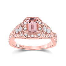 10kt Rose Gold Emerald Morganite Solitaire Bridal Wedding Engagement Ring 1-1/5 - £725.14 GBP