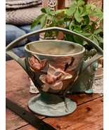 Roseville Magnolia Green Mid Century Modern Pottery Ceramic Basket 384-8 - €67,95 EUR