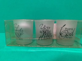 NIB - 3-PC Flameless Votive Frosted Candle Holders with FRIEND Inscriptions - £8.81 GBP