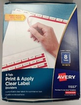 Avery 11557 8 Tab Unpunched Clear Label Dividers 50 Sets - £46.91 GBP