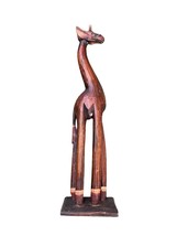 Large 24&quot; Hand Carved Giraffe Wood Figurine Statue Sculpture Handpainted - £119.49 GBP