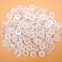 11Mm 200Pcs Sewing Shirt Resin Buttons 4 Holes White Faux Pearl Finish - £15.68 GBP