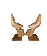 Vintage Mid Century 1958 Wooden Pair Cobbler Shoes Bookends  - £73.36 GBP