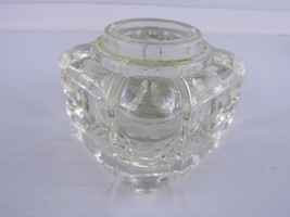 Vintage 2.5&quot; Square Ribbed Crystal Cut No Lid Heavy Desk Decor Calligraphy - $13.69