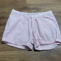 Lands End Girls Pink Seersucker Shorts Cuffed Size 10+ Cotton Casual Summer - £17.38 GBP