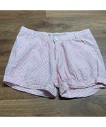 Lands End Girls Pink Seersucker Shorts Cuffed Size 10+ Cotton Casual Summer - £17.35 GBP
