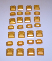 28 Used Lego 2 x 2 - 1 x 2 Pearl Gold Slope Brick Curved w Fin &amp; Two Studs 47457 - £7.77 GBP