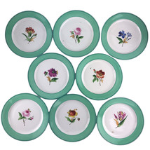 8 Antique Hand Painted Multi-Motif Floral Botanical Dessert Plates 9&quot; English - £216.40 GBP