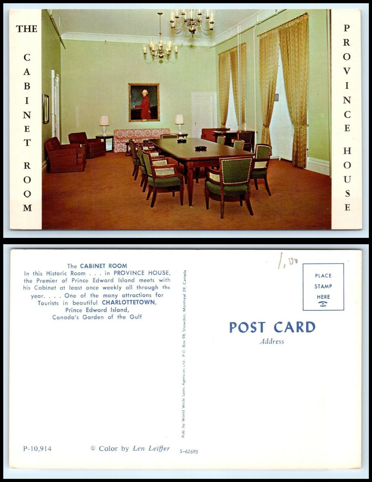 Primary image for CANADA Postcard - Prince Edward Island, Charlottetown, The Cabinet Room FE