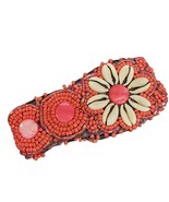 Handcrafted Beaded Bracelet With Cowrie Shells &amp; Coral Accents - £50.80 GBP