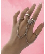 Women’s Chain Ring - Linked Ring Set - Butterfly Rings - 2 double rings - £7.65 GBP