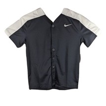 Kids Baseball Practice Jersey Medium Nike Team Button Up Black White - £15.55 GBP
