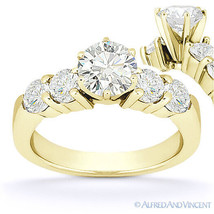Forever Brilliant Round Cut Moissanite 14k Yellow Gold 5-Stone Engagement Ring - £791.30 GBP+