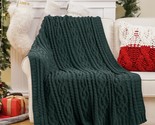 Christmas Dark Green Throw Blanket For Couch, Woven Chenille Knit Throw ... - $60.99