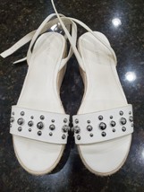 Marc Fisher Joyce Silver Studded Platform Espadrille Sandals White Women... - $28.00