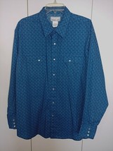 WRANGLER MEN&#39;S LS BLUE WESTERN-STYLE SNAP SHIRT-XXL-NICE-BARELY WORN-COT... - $13.09