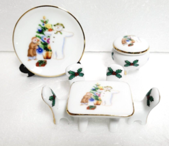 The Snowman Miniature Pottery Candle Dining Plate Set 2000 SONY PLAZA Ol... - $112.20