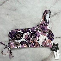 Salt + Cove Juniors One Shoulder Bikini Top White Purple Paisley Floral Size M - £11.61 GBP