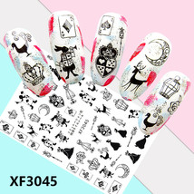 Nail Art 3D Decal Stickers playing cards crown moon bird Queen XF3045 - £2.54 GBP