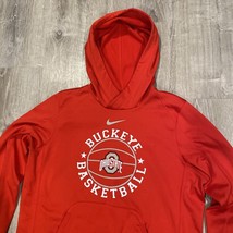 Nike Ohio State Buckeyes Basketball Red Hoodie Pullover Center Swoosh Mens M - £38.45 GBP