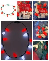 Walt Disney Parks Glow Necklace Red White Christmas Holiday Light Bulbs New - $12.19