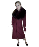 White House Black Market Classic Coat With Fur Collar Sz XXS Deep Garnet... - £102.22 GBP