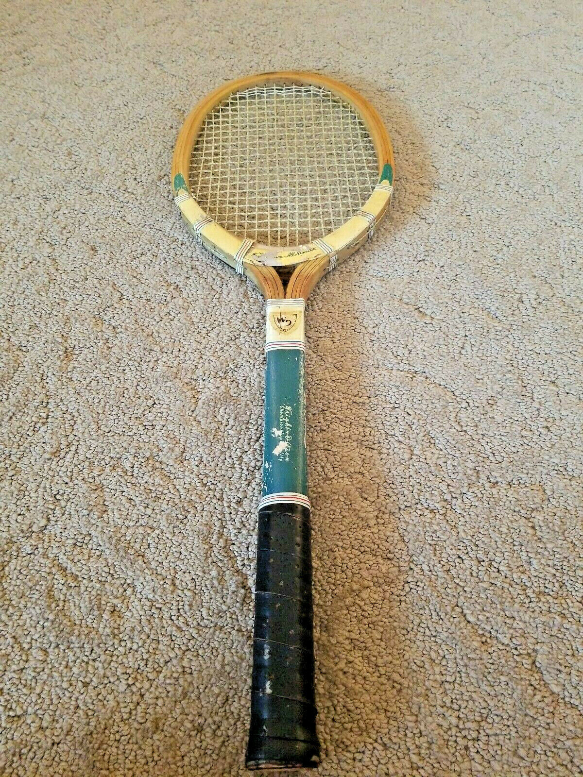 Antique Wright & Ditson The Hub Wooden Tennis Racquet w/Metal  Press - $34.95