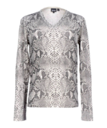 Just Cavalli Gray Snake Design Wool Men&#39;s V-Neck Italy Shirt Sweater Siz... - £253.83 GBP