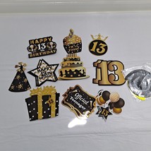 13th Birthday Decorations black gold 32 Piece  - £10.31 GBP