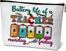 Teachers Day Gifts for Women Friends Teachers Makeup Bag Battery Life Of A Teach - £19.65 GBP