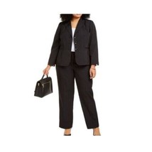 Le Suit Womens Plus 16W Black White 2 Piece Pantsuit Jacket Pants NWT BI10 - £85.41 GBP
