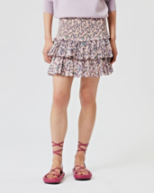Isabel Marant Etoile Women&#39;s Naomi Ecru Smocked Floral Print Short Skirt S 34 - £93.54 GBP