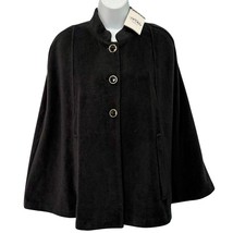 Vintage Bob Mackie Black Gold Button Fleece Cape Coat Poncho size S NEW ... - $44.49