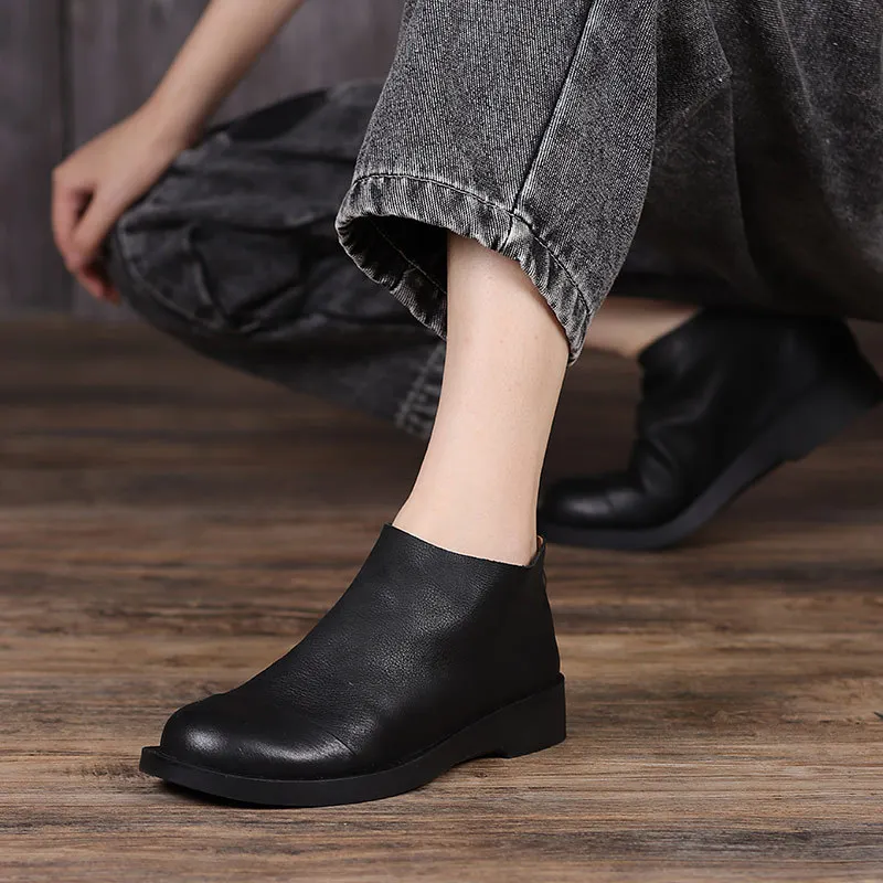 Ankle Boots Women Leather Autumn Shoes For Women Low Heels Handmade Leather Wome - £234.92 GBP