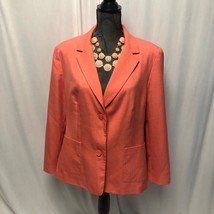 Liz Baker Blazer Womens 16 Coral Lined Two Button Front Pockets Jacket Office - £13.91 GBP