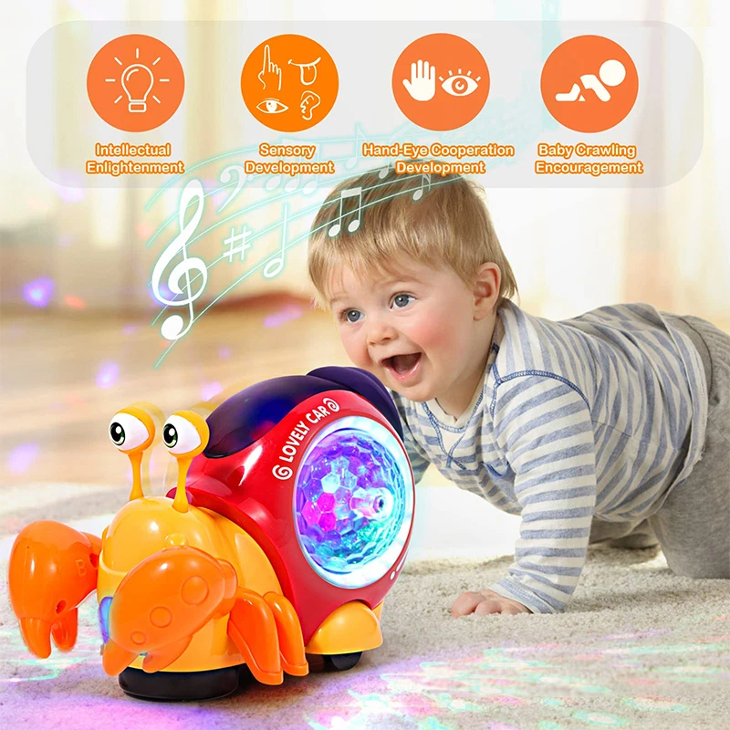 2023 Baby Crawling Crab Toys With Music Light Up Interactive Musical Electronic - £11.66 GBP+