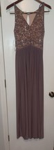 Nightway Gown Size 8 Mocoa Brown Lace Sequin Halter Dress Keyhole NWT - $30.00