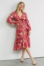 New Anthropologie Smocked Floral Skirt &amp; Tie Front Top Set $148 MEDIUM Red - £56.48 GBP