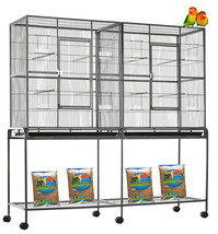 54&quot; Large Double Divider Birdhouse Canary Aviary Lovebird Flight Breeder Cage - £190.90 GBP