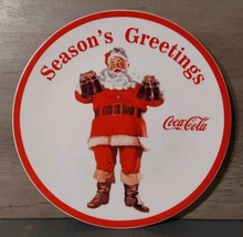 Coca-Cola Santa Claus Christmas Seasons Greetings Plate 8&quot; Ceramic Vintage - $23.17