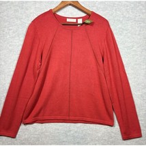 Orvis Womens Sweater L Orange  Cotton Cashmere Long Sleeve Pullover - $389.40 MXN