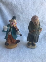 2 pieces Vintage ceramic figurines Clown Peasant Japan 5 inch tall - £13.88 GBP