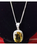 Wedding Pendant Necklace: Lab Created Silver White Gold Plated Citrine   - £20.01 GBP