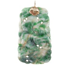Antique Chinese 14k gold mounted Carved Jadeite pendant - £193.43 GBP