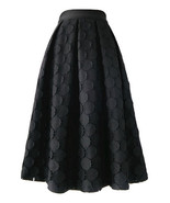 BLACK Midi Pleated Skirt Women Plus Size Polka Dot Pleated Midi Skirt - $75.99