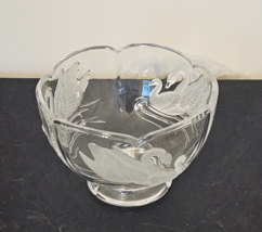 Frosted Glass Bowl Embossed Swans - $9.90