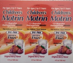 Kids Children&#39;s Motrin Dye Free Berry Flavor Suspension 12 oz  (4oz X3) ... - $22.34