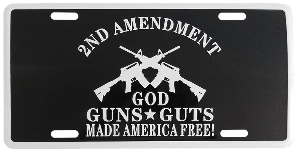 2nd Amendment God Guns Guts Make America Free! Black &amp; White 6&quot;x12&quot; Alum... - $4.88
